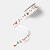 Schattige Whimsical Kerstman Sneeuwman Rendier  Grosgrain Lint (Achterkant)