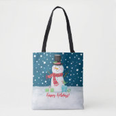 Schattige Whimsical Kerstman Sneeuwman Tote Bag (Voorkant)