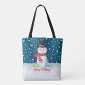 Schattige Whimsical Kerstman Sneeuwman Tote Bag (Achterkant)