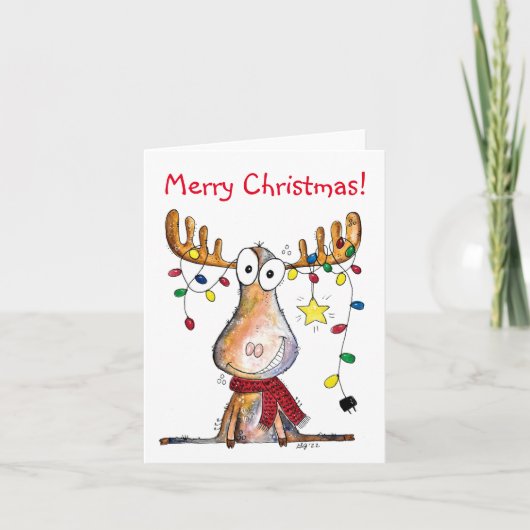 Schattige Whimsical Kersttak eland Kaart (Voorkant)