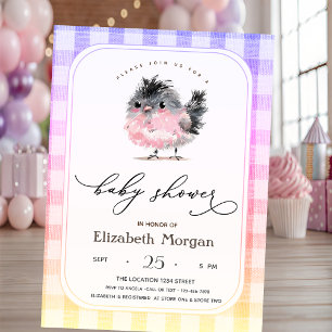 Schattige Whimsical Kip Plaid Baby Shower  Kaart