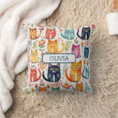 Schattige Whimsical Kittens en Bloemen Kussen (Deken)