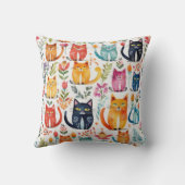 Schattige Whimsical Kittens en Bloemen Kussen (Achterkant)