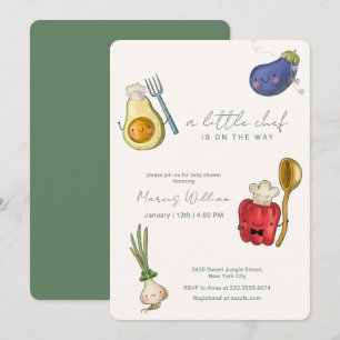 Schattige Whimsical Kleine Chef Groenten Baby Show Kaart