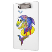 Schattige Whimsical Kleurrijke Haai in Drijver Klembord (Links)