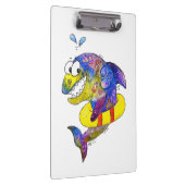 Schattige Whimsical Kleurrijke Haai in Drijver Klembord (Rechts)