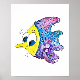 Schattige Whimsical Kleurrijke Vis Poster