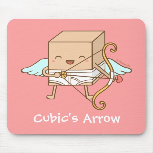 Schattige Whimsical Kubieke Cupido Pijl Grappige W Muismat (Voorkant)