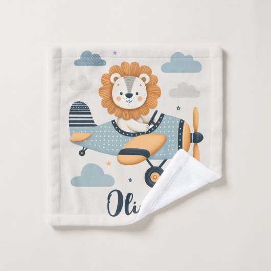 Schattige Whimsical Leeuw Piloot Washandje (Wasdoekje)