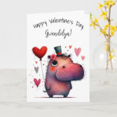 Schattige Whimsical Nijlpaard Gelukkig Valentijnsd Kaart (Gele Bloem)