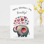 Schattige Whimsical Olifant Gelukkig Valentijnsdag Kaart (Gele Bloem)