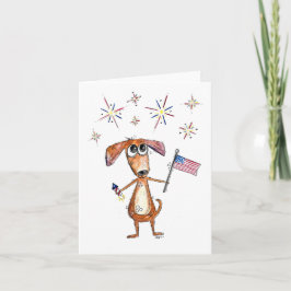 Schattige Whimsical Patriottische Hond met Vlag Kaart