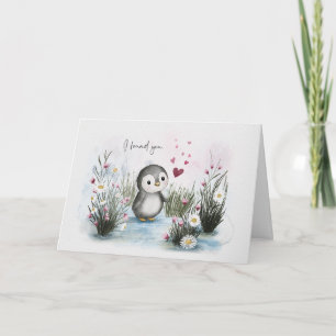 Schattige Whimsical Pinguïn Liefde Valentijn Kaart