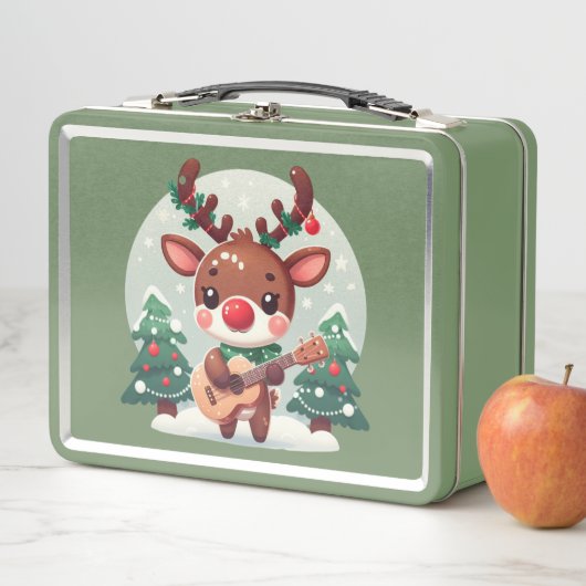 Schattige Whimsical Rendier met gitaar (In situ)