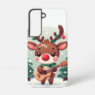 Schattige Whimsical Rendier met gitaar Samsung Galaxy Hoesje