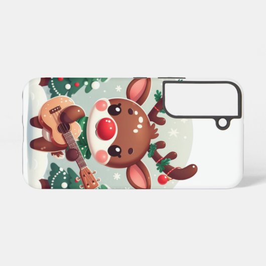 Schattige Whimsical Rendier met gitaar Samsung Galaxy Hoesje (Achterkant horizontaal)
