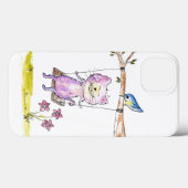 Schattige Whimsical Roze Kat op Schommel Case-Mate iPhone Case (Achterkant (horizontaal))