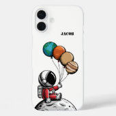 Schattige Whimsical Ruimtevaarder houdt Planeet,Aa Case-Mate iPhone Case (Achterkant)