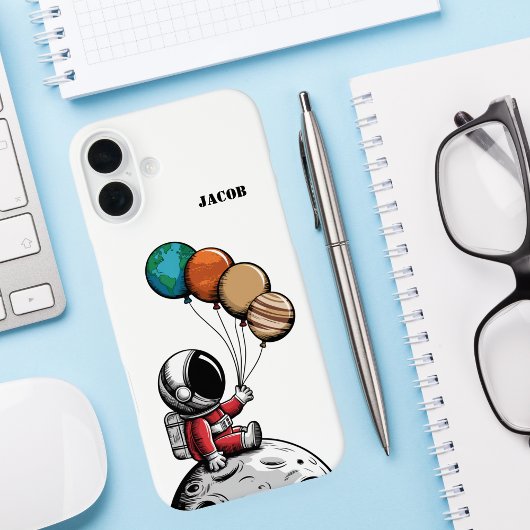 Schattige Whimsical Ruimtevaarder houdt Planeet,Aa Case-Mate iPhone Case
