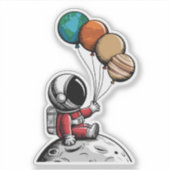 Schattige Whimsical Ruimtevaarder,Planeet Buitenru Sticker (Voorkant)