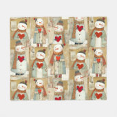 Schattige Whimsical Sneeuwman Aarde Liefde Fleece Deken (Voorkant (Horizontaal))