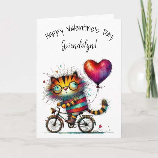 Schattige Whimsical Tijger Gelukkig Valentijnsdag Kaart (Voorkant)