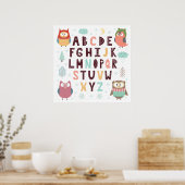 Schattige Whimsical Uilen ABC Letters Alfabet Onde Poster (Keuken)