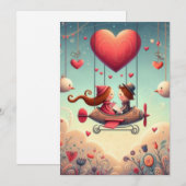 Schattige Whimsical Valentijnsdag Ballon Feestdagenkaart (Voorkant / Achterkant)