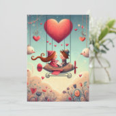 Schattige Whimsical Valentijnsdag Ballon Feestdagenkaart (Staand voorkant)