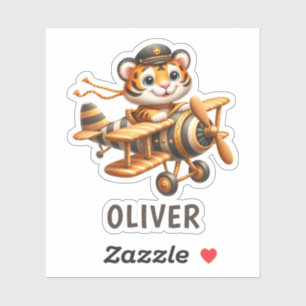 Schattige Whimsical Vliegende Tijger Kind op een V Sticker