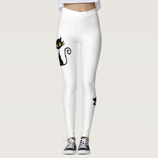 Schattige Whimsical Zwarte Katten Leggings (Voorkant)