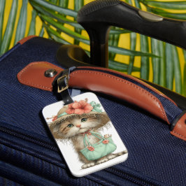SCHATTIGE WHIMSICALE ZOMER THEMA KATTEN BAGAGELABEL