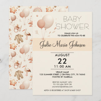Schattige Whimsy Baby shower - Balloons Uitnodigin Kaart
