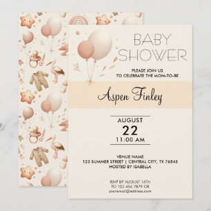 Schattige Whimsy Baby shower - Balloons Uitnodigin Kaart