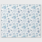 Schattige Whimsy Baby shower Blauw Wrapping Paper  Cadeaupapier (Vlak)