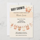 Schattige Whimsy Baby shower - Kledinglijn Uitnodi Kaart (Voorkant)