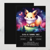 Schattige Whimsy Fox Verjaardag digitaal Kaart (Voorkant / Achterkant)