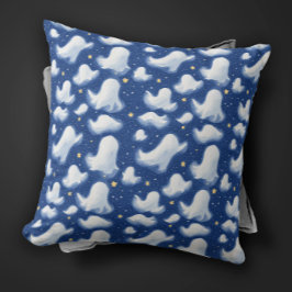 Schattige Whimsy Geest Blauwe Halloween Nacht Wate Kussen