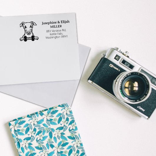 Schattige Whippet Dog Retouradres Rubberstempel