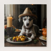 Schattige Whippet Puppy Pilgrim Pet Thanksgiving D Legpuzzel (Verticaal)