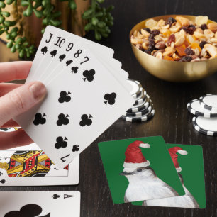 Schattige Whiskey Jack-vogel met kerstmuts Pokerkaarten