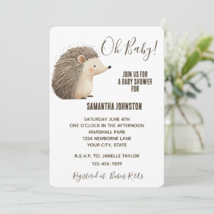 Schattige White Cream Brown Hedgehog Baby shower Kaart