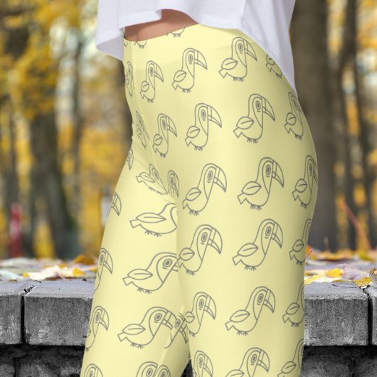 Schattige White Cream Toucan vogelpatroon Leggings