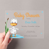 Schattige White Duck Geslachtsneutraal Baby shower Acryl Uitnodigingen (Insitu (Draagbaar))
