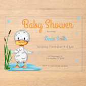 Schattige White Duck Geslachtsneutraal Baby shower Acryl Uitnodigingen (Voorkant)