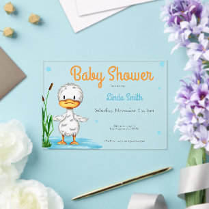 Schattige White Duck Geslachtsneutraal Baby shower Acryl Uitnodigingen