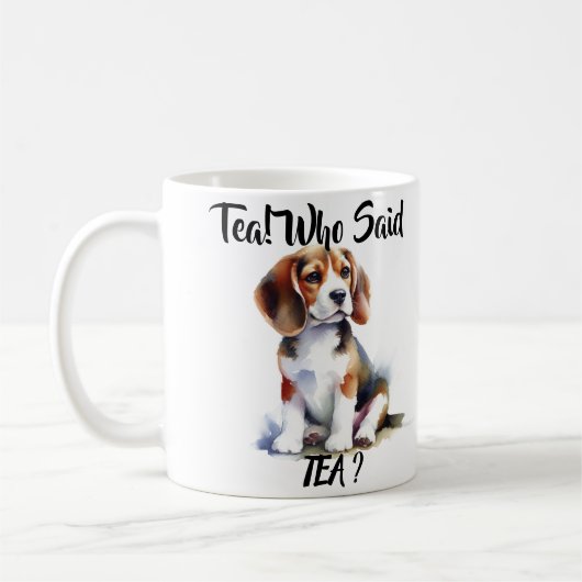 Schattige'' Who Said Tea'' Browns Beagle Koffiemok (Links)