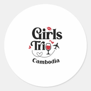 Schattige wijnmeisjesreis Cambodja Reis Vakantie Ronde Sticker