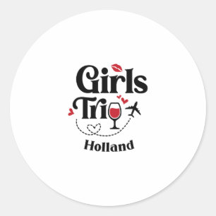 Schattige wijnmeisjesreis Holland Vakantie Ronde Sticker