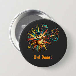 Schattige Wijze Uil Afgestudeerd Klas van 2026 Ret Ronde Button 7,6 Cm